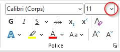 Taille de la police d’écriture