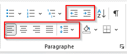 Utiliser directement les boutons de l’onglet paragraphe